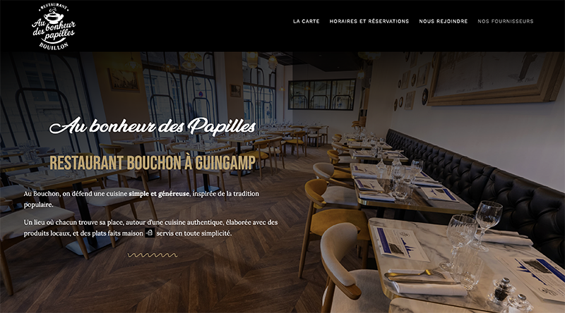 site internet au bonheur des papilles, restaurant bouchon à Guingamp